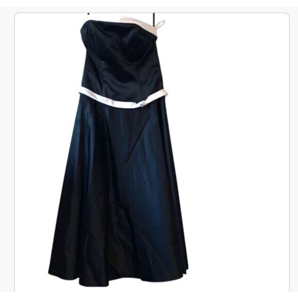 Raylia Designs Black Strapless Gown Sz 4 Polyester Professional Cleaning Only - Picture 1 of 11